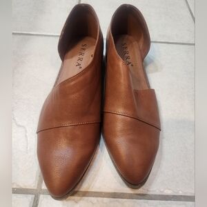 Serra Brown Leather Pointed Slip-On Flats